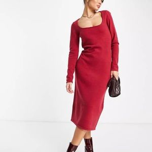 ASOS DESIGN knitted midi dress with scoop neck and open back detail
